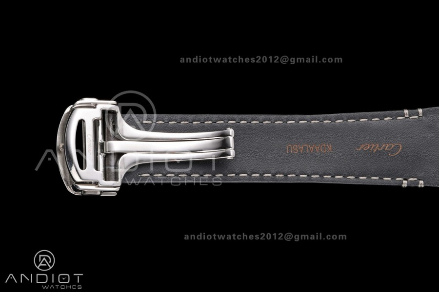 Santos Skeleton SS/PVD RICH 1:1 Best Edition Skeleton Dial on Gray Leather Strap 9611MC Super Clone V2
