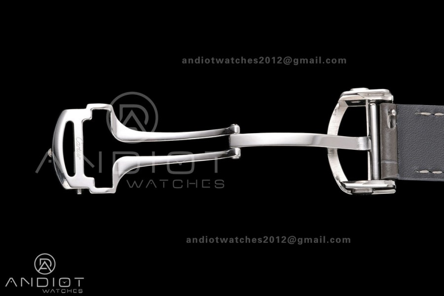 Santos Skeleton SS/PVD RICH 1:1 Best Edition Skeleton Dial on Gray Leather Strap 9611MC Super Clone V2