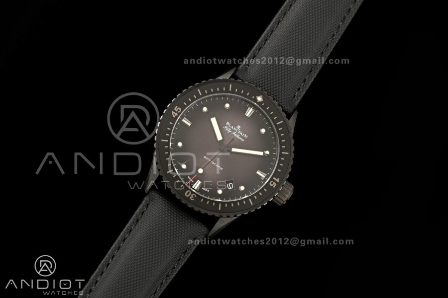 Fifty Fathoms Ceramic DDDF Best Edition Gray Dial on Black Canvas Strap A1315