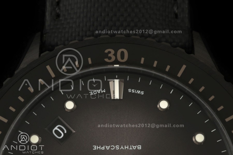 Fifty Fathoms Ceramic DDDF Best Edition Gray Dial on Black Canvas Strap A1315