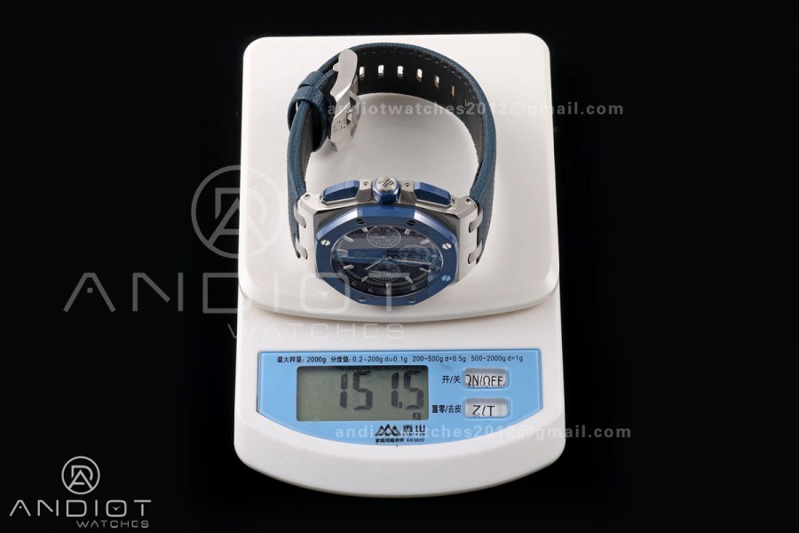 Royal Oak Offshore 26420so Bleu Nuit Nuage 50 DDF 1:1 Best Edition on Blue Calfskin Strap DD4401 Super Clone