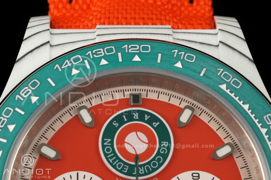 Daytona DIW White Carbon DIWF Best Edition Blue Dial Green Bezel on Orange Nylon Strap SH4130