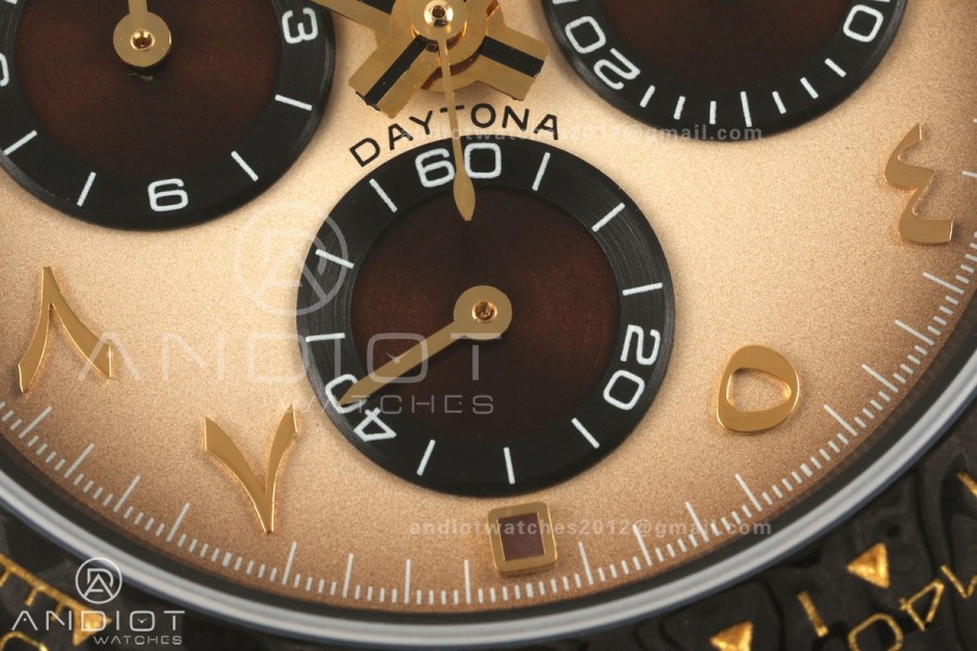 Daytona DIW White Carbon DIWF Best Edition Brown Arabic Dial Black Bezel on Cream Nylon Strap SH4130