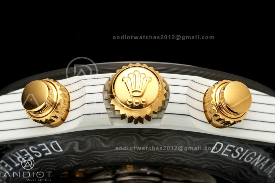 Daytona DIW White Carbon DIWF Best Edition Brown Arabic Dial Black Bezel on Cream Nylon Strap SH4130