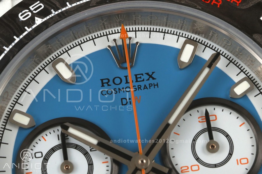 Daytona DIW White Carbon DIWF Best Edition Blue Dial Black Bezel on Orange Nylon Strap SH4130