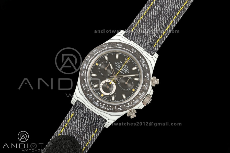 Daytona DIW White Carbon DIWF Best Edition Black Dial Black Bezel on Gray Nylon Strap SH4130