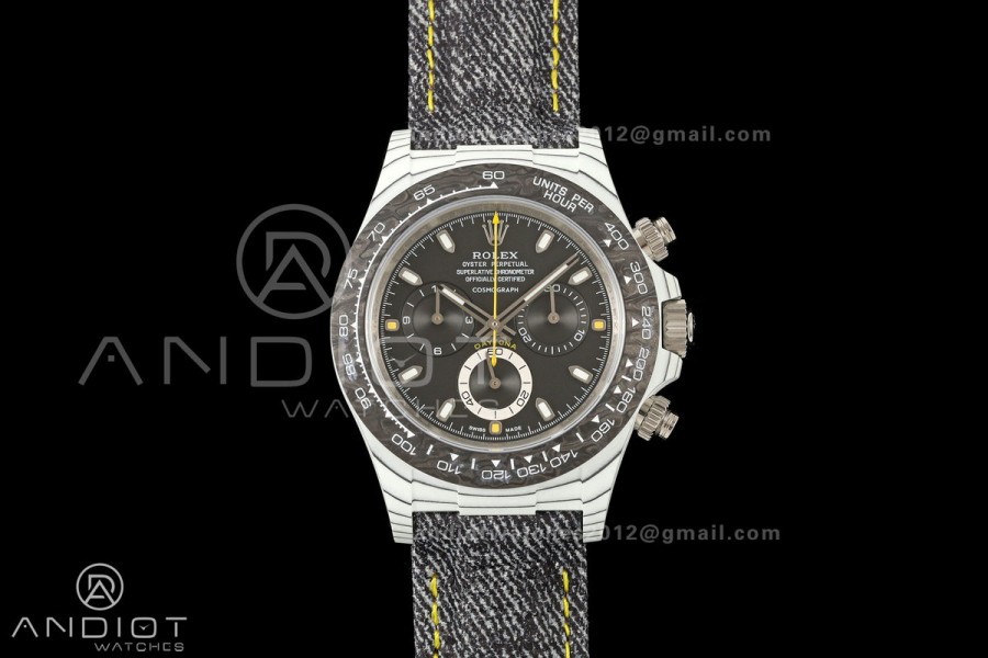 Daytona DIW White Carbon DIWF Best Edition Black Dial Black Bezel on Gray Nylon Strap SH4130