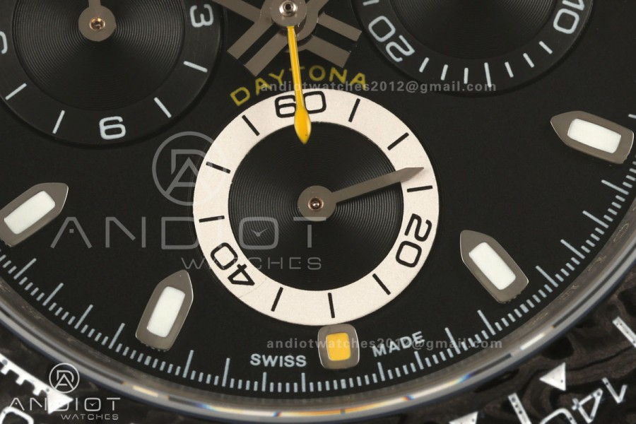 Daytona DIW White Carbon DIWF Best Edition Black Dial Black Bezel on Gray Nylon Strap SH4130