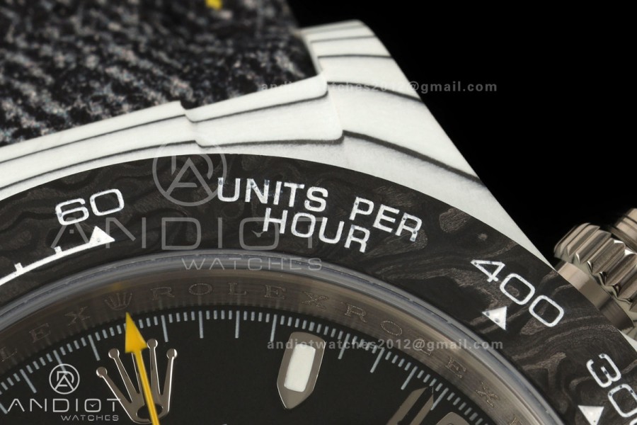 Daytona DIW White Carbon DIWF Best Edition Black Dial Black Bezel on Gray Nylon Strap SH4130