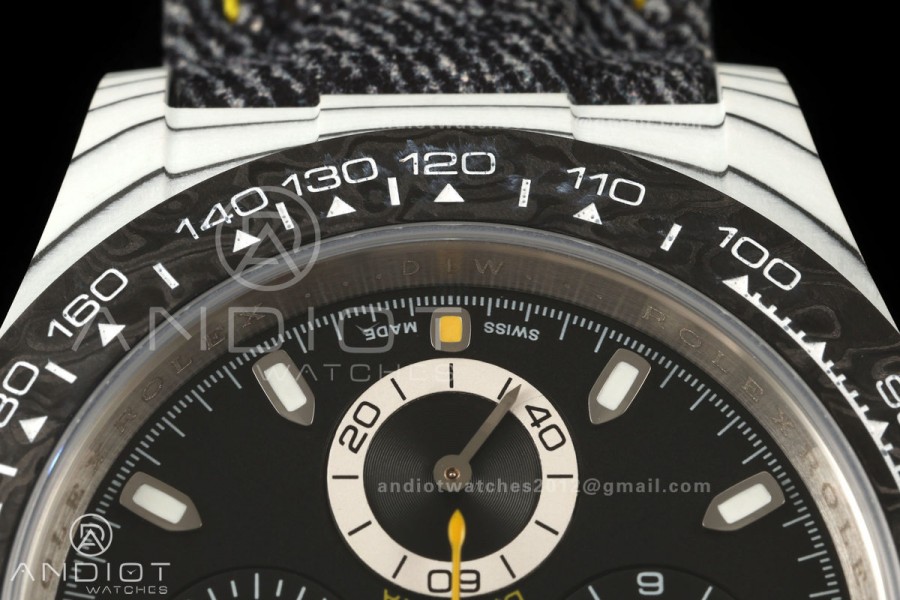 Daytona DIW White Carbon DIWF Best Edition Black Dial Black Bezel on Gray Nylon Strap SH4130