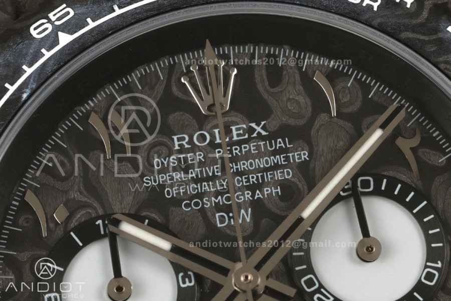 Daytona DIW Black Carbon DIWF Best Edition Carbon Arabic Dial Black Bezel on Gray Nylon Strap SH4130