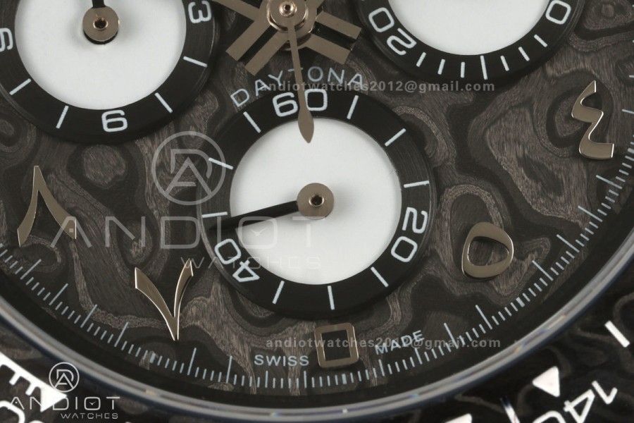 Daytona DIW Black Carbon DIWF Best Edition Carbon Arabic Dial Black Bezel on Gray Nylon Strap SH4130