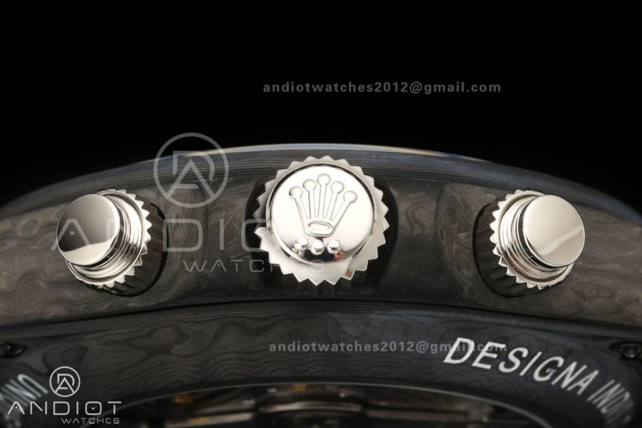 Daytona DIW Black Carbon DIWF Best Edition Carbon Arabic Dial Black Bezel on Gray Nylon Strap SH4130
