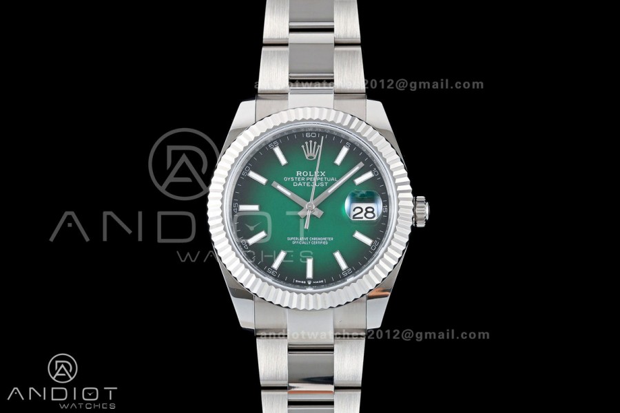 DateJust 41 126334 EWEF 1:1 Best Edition Green Ombre Dial on Oyster Bracelet A3235