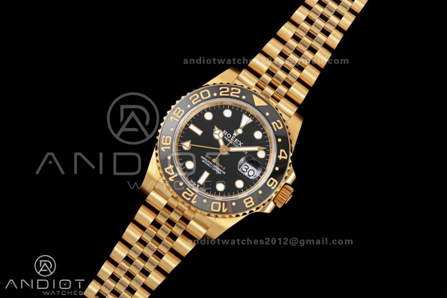 GMT Master II 126718 GRNR Gain Weight QF 1:1 Black Dial On YG Jubilee Bracelet SH3285 CHS (Free Sprung)
