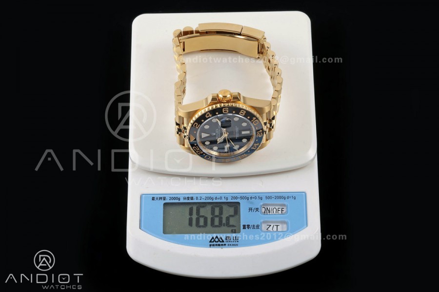 GMT Master II 126718 GRNR Gain Weight QF 1:1 Black Dial On YG Jubilee Bracelet SH3285 CHS (Free Sprung)