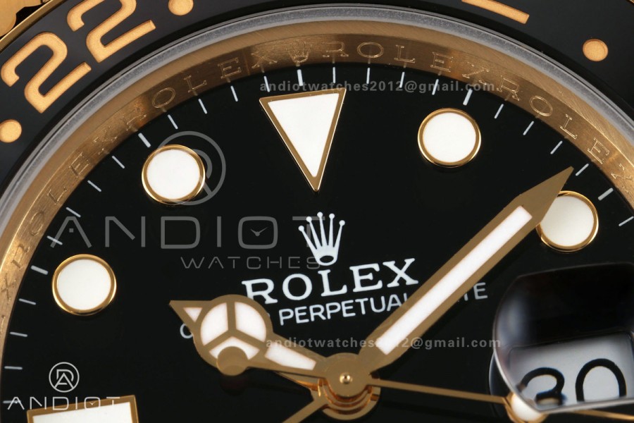 GMT Master II 126718 GRNR Gain Weight QF 1:1 Black Dial On YG Jubilee Bracelet SH3285 CHS (Free Sprung)