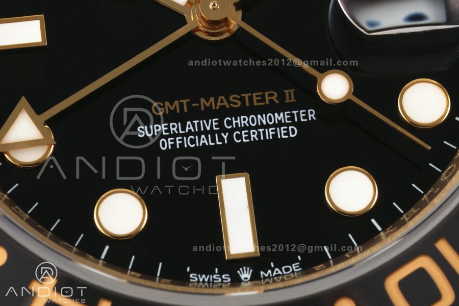 GMT Master II 126718 GRNR Gain Weight QF 1:1 Black Dial On YG Jubilee Bracelet SH3285 CHS (Free Sprung)