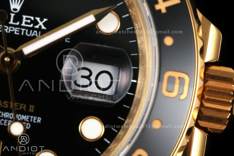 GMT Master II 126718 GRNR Gain Weight QF 1:1 Black Dial On YG Jubilee Bracelet SH3285 CHS (Free Sprung)