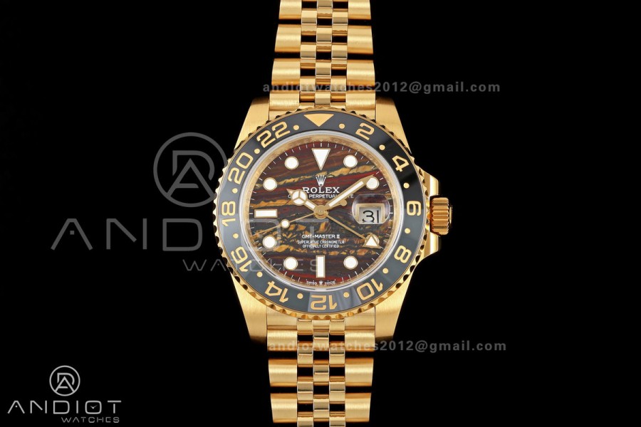 GMT Master II 126718 GRNR Gain Weight QF 1:1 Tiger Iron Dial On YG Jubilee Bracelet SH3285 CHS (Free Sprung)