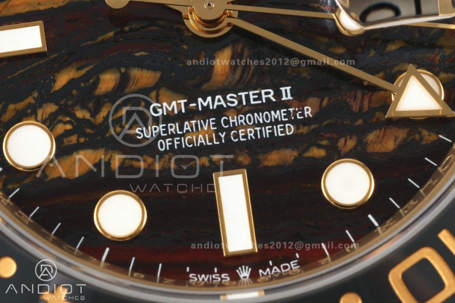 GMT Master II 126718 GRNR Gain Weight QF 1:1 Tiger Iron Dial On YG Jubilee Bracelet SH3285 CHS (Free Sprung)