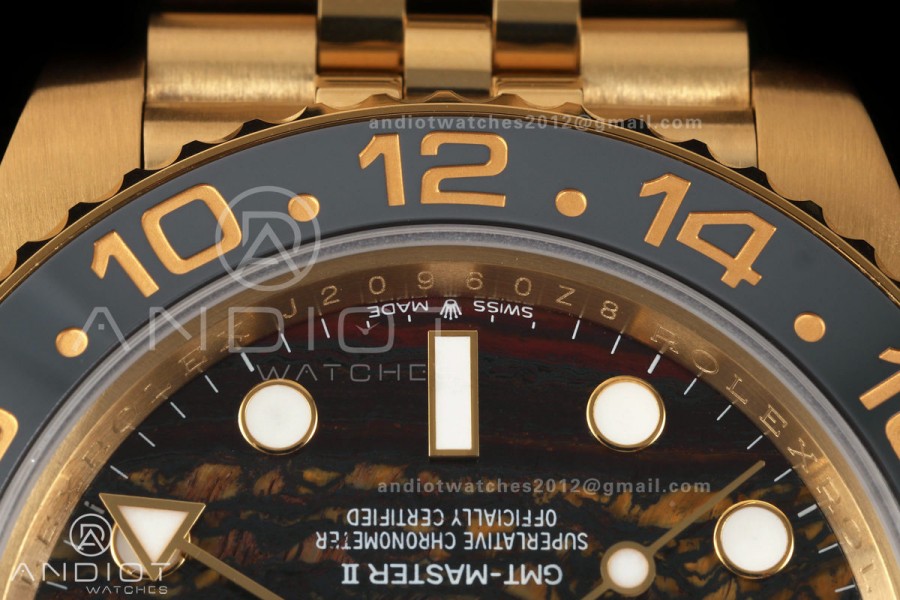 GMT Master II 126718 GRNR Gain Weight QF 1:1 Tiger Iron Dial On YG Jubilee Bracelet SH3285 CHS (Free Sprung)