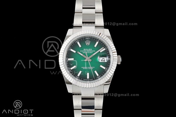 DateJust 41mm 126334 904 SS QF V2 1:1 Green Ombre ...