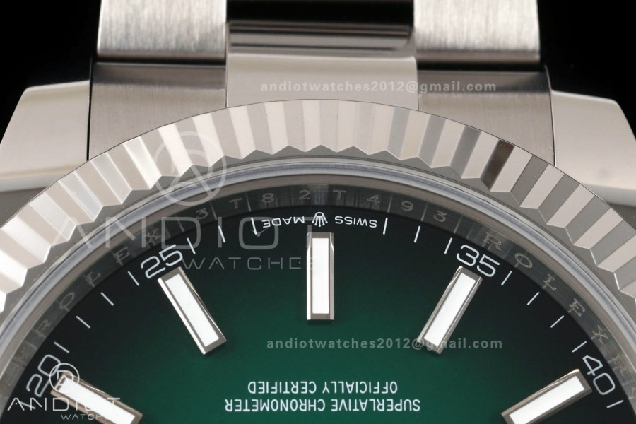 DateJust 41mm 126334 904 SS QF V2 1:1 Green Ombre Dial Stick Marker On Oyster Bracelet SH3235 (Free Sprung)