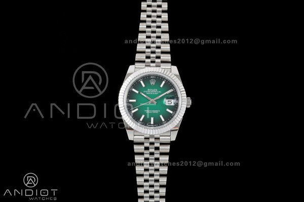 DateJust 41mm 126334 904 SS QF V2 1:1 Green Ombre ...