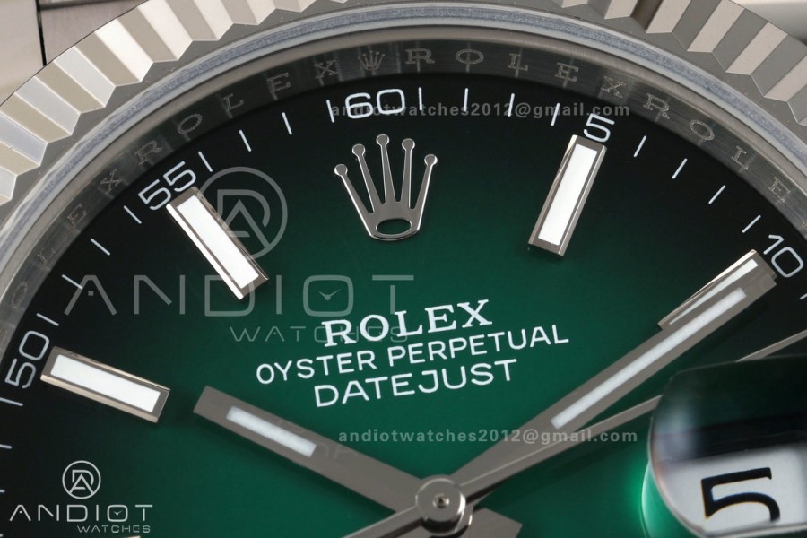 DateJust 41mm 126334 904 SS QF V2 1:1 Green Ombre Dial Stick Marker On Jubilee Bracelet SH3235 (Free Sprung)