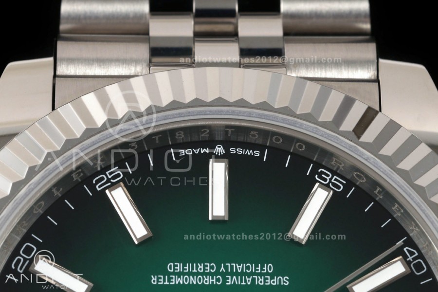 DateJust 41mm 126334 904 SS QF V2 1:1 Green Ombre Dial Stick Marker On Jubilee Bracelet SH3235 (Free Sprung)