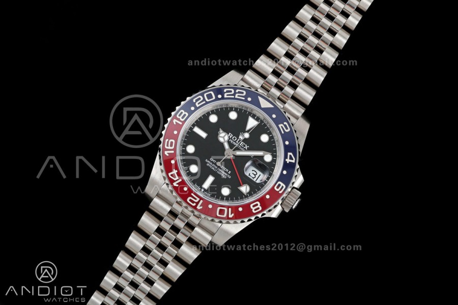 GMT-Master II 126710 BLRO Blue/Red V2 904L SS QF 1:1 Black Dial On Jubilee Bracelet SH3285 CHS (Free Sprung)