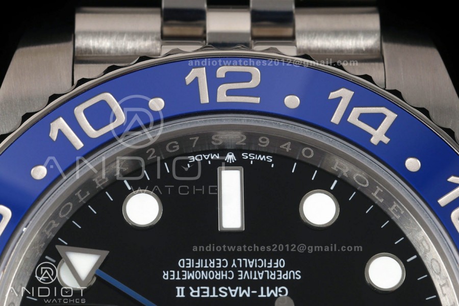 GMT-Master II 126710 BLNR Black/Blue V2 904L SS QF 1:1 Black Dial On Jubilee Bracelet SH3285 CHS (Free Sprung)