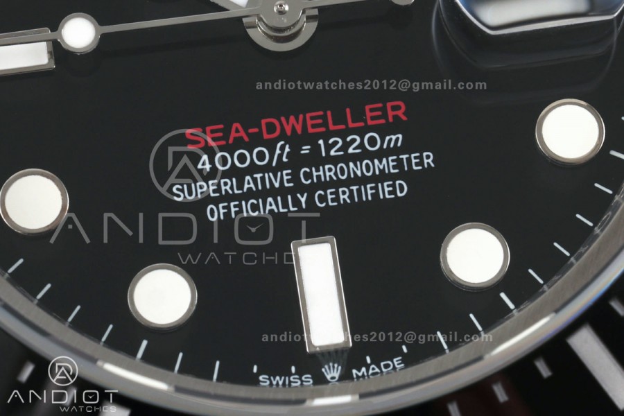 Sea-Dweller 126600 43mm 904L SS QF 1:1 Best Edition Black Dial On Oyster Bracelet SH3235 (Free Sprung)