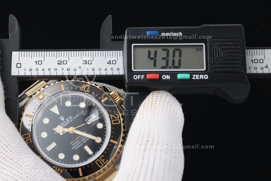 Sea-Dweller 126600 43mm 904L SS/YG QF 1:1 Best Black Dial On Oyster Bracelet SH3235 (Free Sprung)