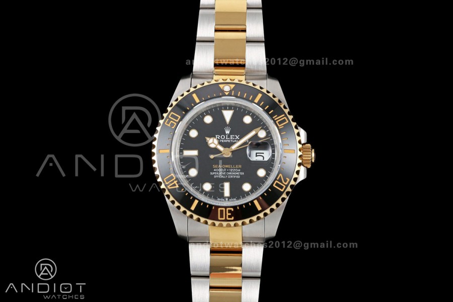 Sea-Dweller 126600 43mm 904L SS/YG QF 1:1 Best Black Dial On Oyster Bracelet SH3235 (Free Sprung)