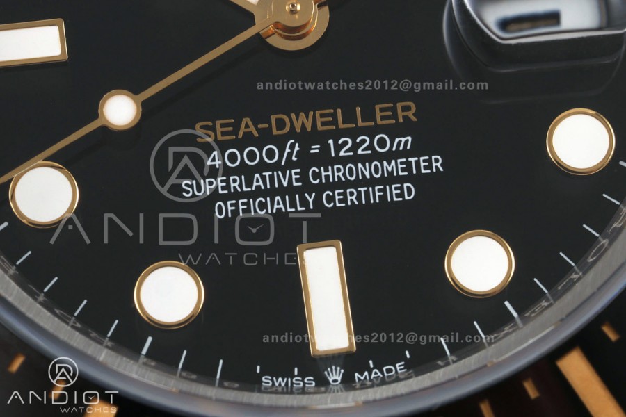 Sea-Dweller 126600 43mm 904L SS/YG QF 1:1 Best Black Dial On Oyster Bracelet SH3235 (Free Sprung)