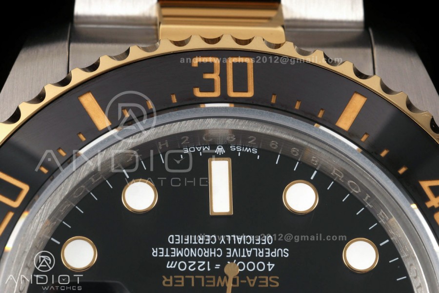 Sea-Dweller 126600 43mm 904L SS/YG QF 1:1 Best Black Dial On Oyster Bracelet SH3235 (Free Sprung)