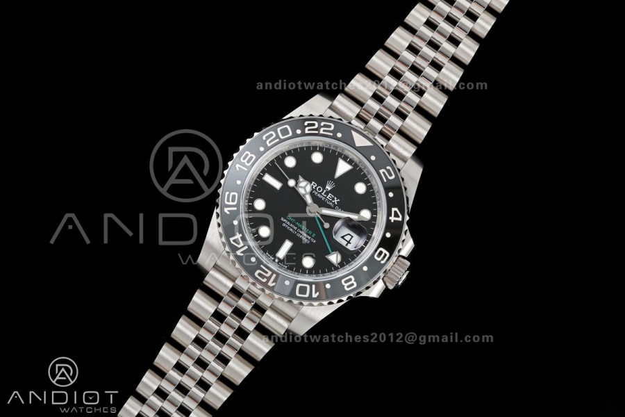 GMT-Master II 126710 GRNR Black/Gray V2 904L SS QF 1:1 Black Dial On Jubilee Bracelet SH3285 CHS (Free Sprung)