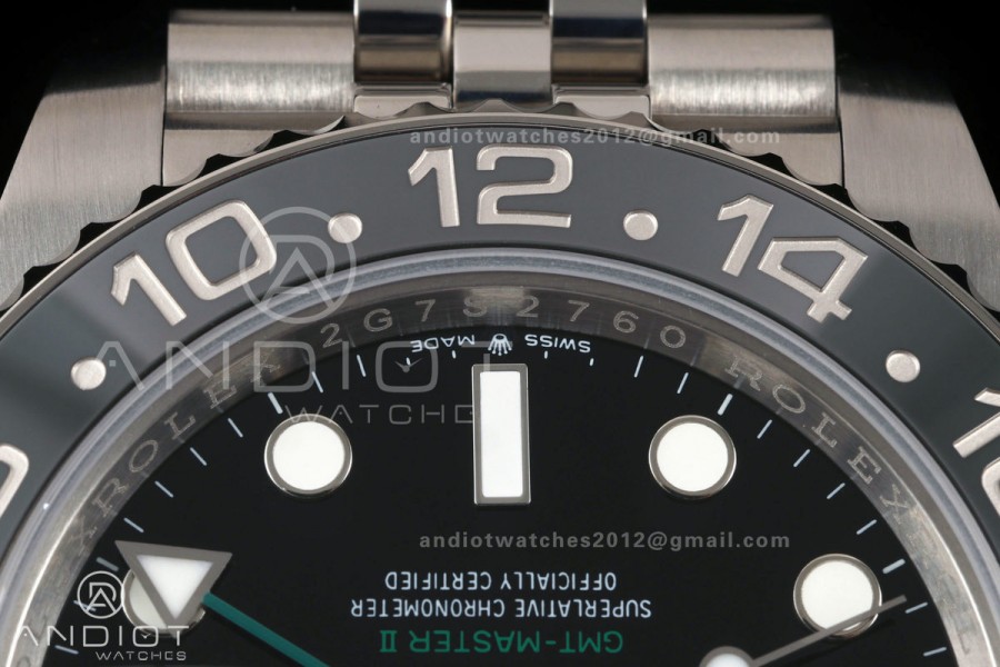 GMT-Master II 126710 GRNR Black/Gray V2 904L SS QF 1:1 Black Dial On Jubilee Bracelet SH3285 CHS (Free Sprung)
