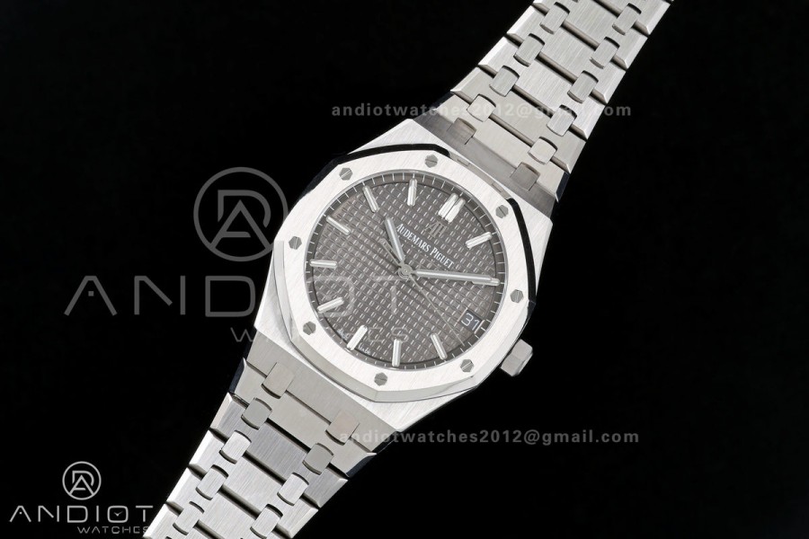 Royal Oak 41mm 15500 SS ZF Free Sprung V2 1:1 Best Edition Gray Textured Dial On SS Bracelet Super Clone A4302