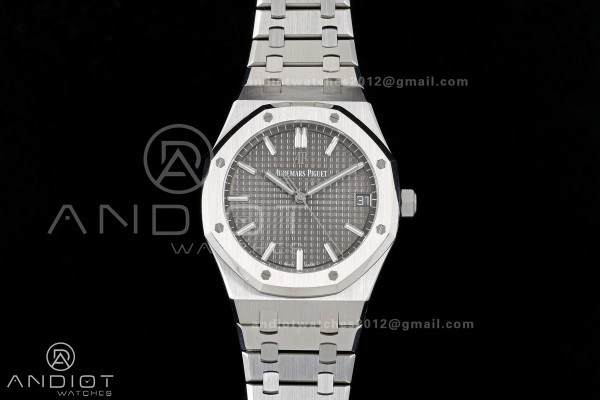 Royal Oak 41mm 15500 SS ZF Free Sprung V2 1:1 Best Edition Gray Textured Dial On SS Bracelet Super Clone A4302