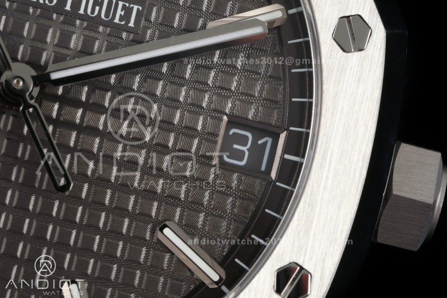 Royal Oak 41mm 15500 SS ZF Free Sprung V2 1:1 Best Edition Gray Textured Dial On SS Bracelet Super Clone A4302