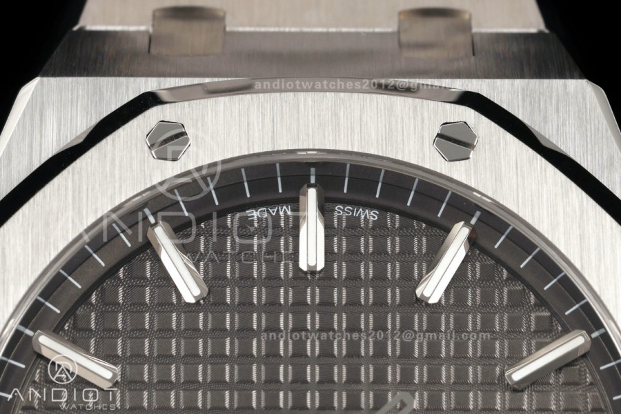 Royal Oak 41mm 15500 SS ZF Free Sprung V2 1:1 Best Edition Gray Textured Dial On SS Bracelet Super Clone A4302