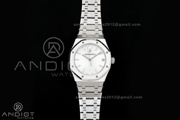 Royal Oak 41mm 15500 SS ZF Free Sprung V2 1:1 Best Edition Silver Textured Dial On SS Bracelet Super Clone A4302
