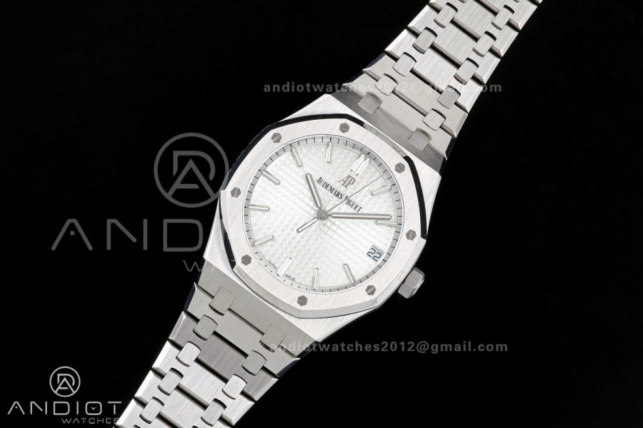 Royal Oak 41mm 15500 SS ZF Free Sprung V2 1:1 Best Edition Silver Textured Dial On SS Bracelet Super Clone A4302