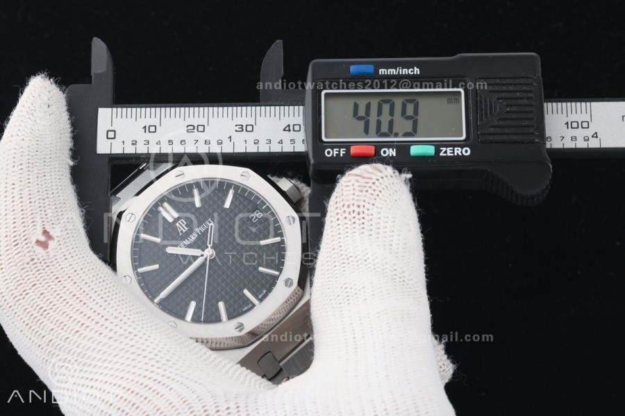 Royal Oak 41mm 15500 SS ZF Free Sprung V2 1:1 Best Edition Silver Textured Dial On SS Bracelet Super Clone A4302