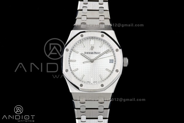 Royal Oak 41mm 15500 SS ZF Free Sprung V2 1:1 Best Edition Silver Textured Dial On SS Bracelet Super Clone A4302