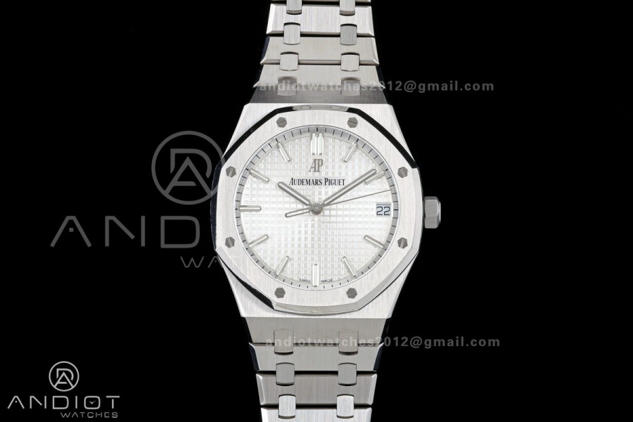 Royal Oak 41mm 15500 SS ZF Free Sprung V2 1:1 Best Edition Silver Textured Dial On SS Bracelet Super Clone A4302