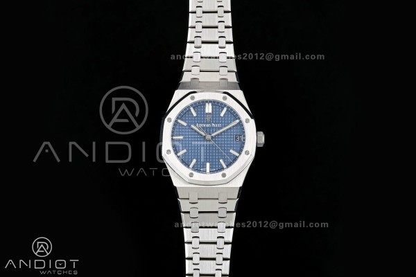 Royal Oak 41mm 15500 SS ZF Free Sprung V2 1:1 Best Edition Blue Textured Dial On SS Bracelet Super Clone A4302